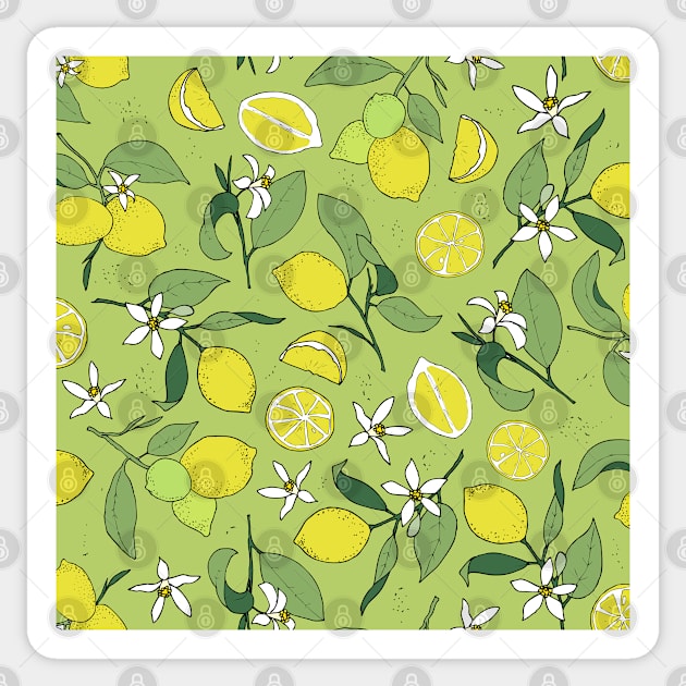 lemons on light green Sticker by kobyakov